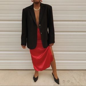 Vintage Cherry Red Satin Skirt